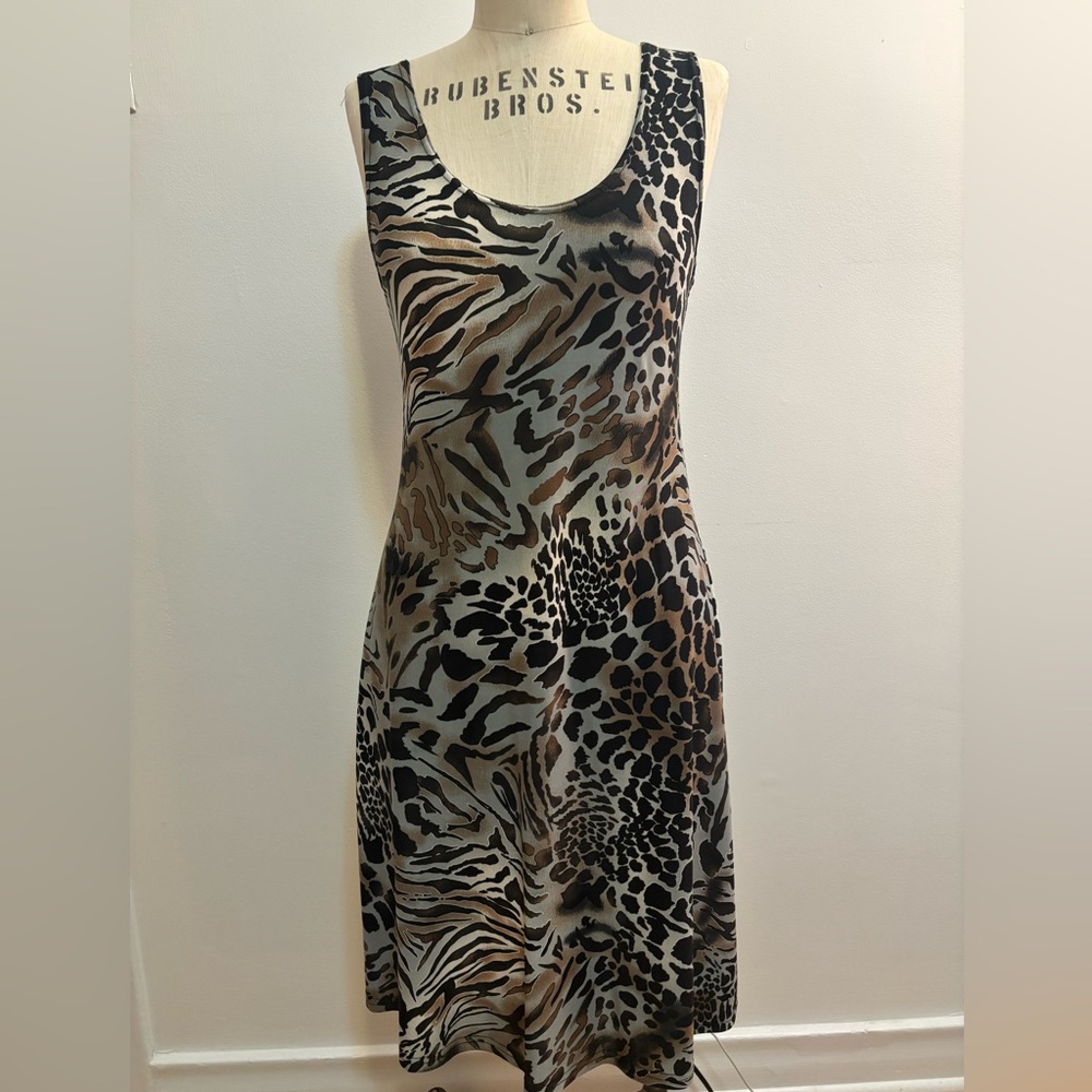 Vintage Leopard Print Sleeveless Dress - S